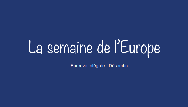 Epreuve intégrée (Examen Décembre)